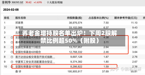 养老金增持股名单出炉!下周2股解禁比例超50%(附股)-第1张图片