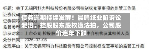 债务逾期持续发酵！晨鸣纸业陷诉讼泥沼	，控股股东股权遭法拍，公司股价连年下跌-第3张图片
