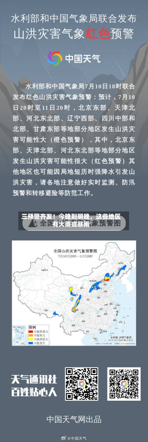 三预警齐发！今晚到明晚，这些地区有大雨或暴雨-第1张图片
