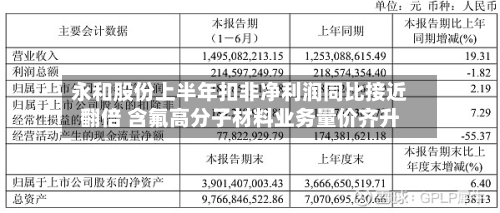 永和股份上半年扣非净利润同比接近翻倍 含氟高分子材料业务量价齐升-第3张图片