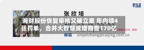 湘财股份恢复审核又被立案 年内领4张罚单，合并大智慧或增商誉170亿-第2张图片