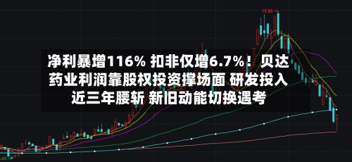 净利暴增116% 扣非仅增6.7%!贝达药业利润靠股权投资撑场面 研发投入近三年腰斩 新旧动能切换遇考-第1张图片