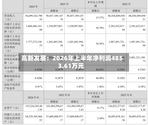 高新发展：2026年上半年净利润4853.61万元-第2张图片
