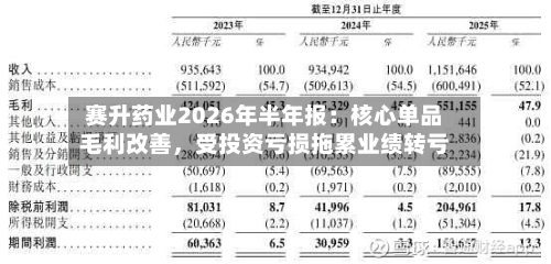 赛升药业2026年半年报：核心单品毛利改善	，受投资亏损拖累业绩转亏-第1张图片